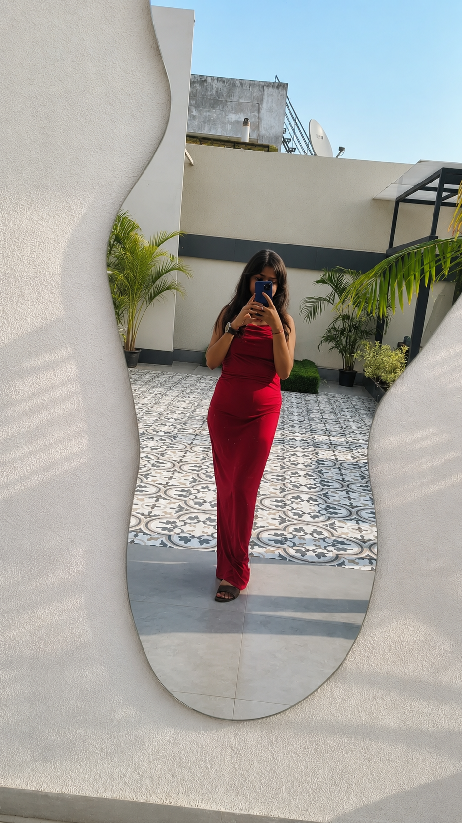 RUBY RED RUCHED BODYCON MAXI DRESS SIDE SLIT