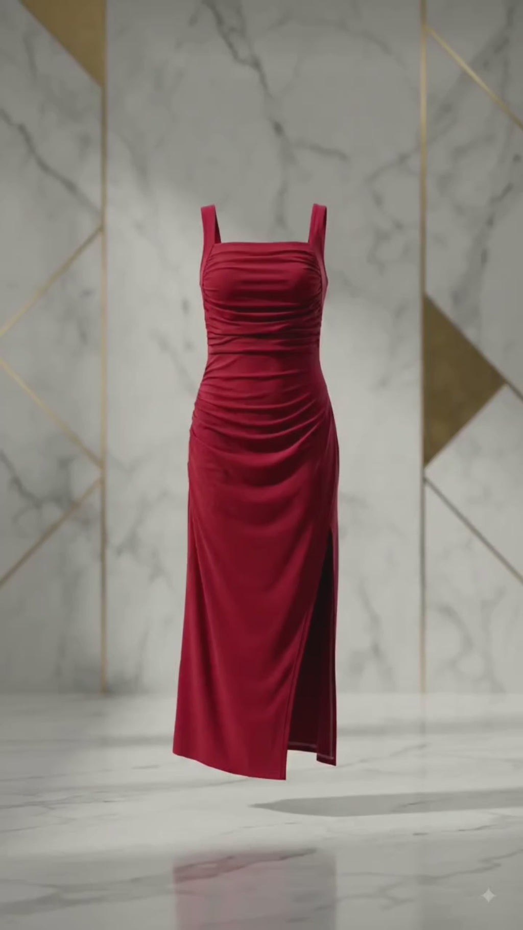 RUBY RED RUCHED BODYCON MAXI DRESS SIDE SLIT