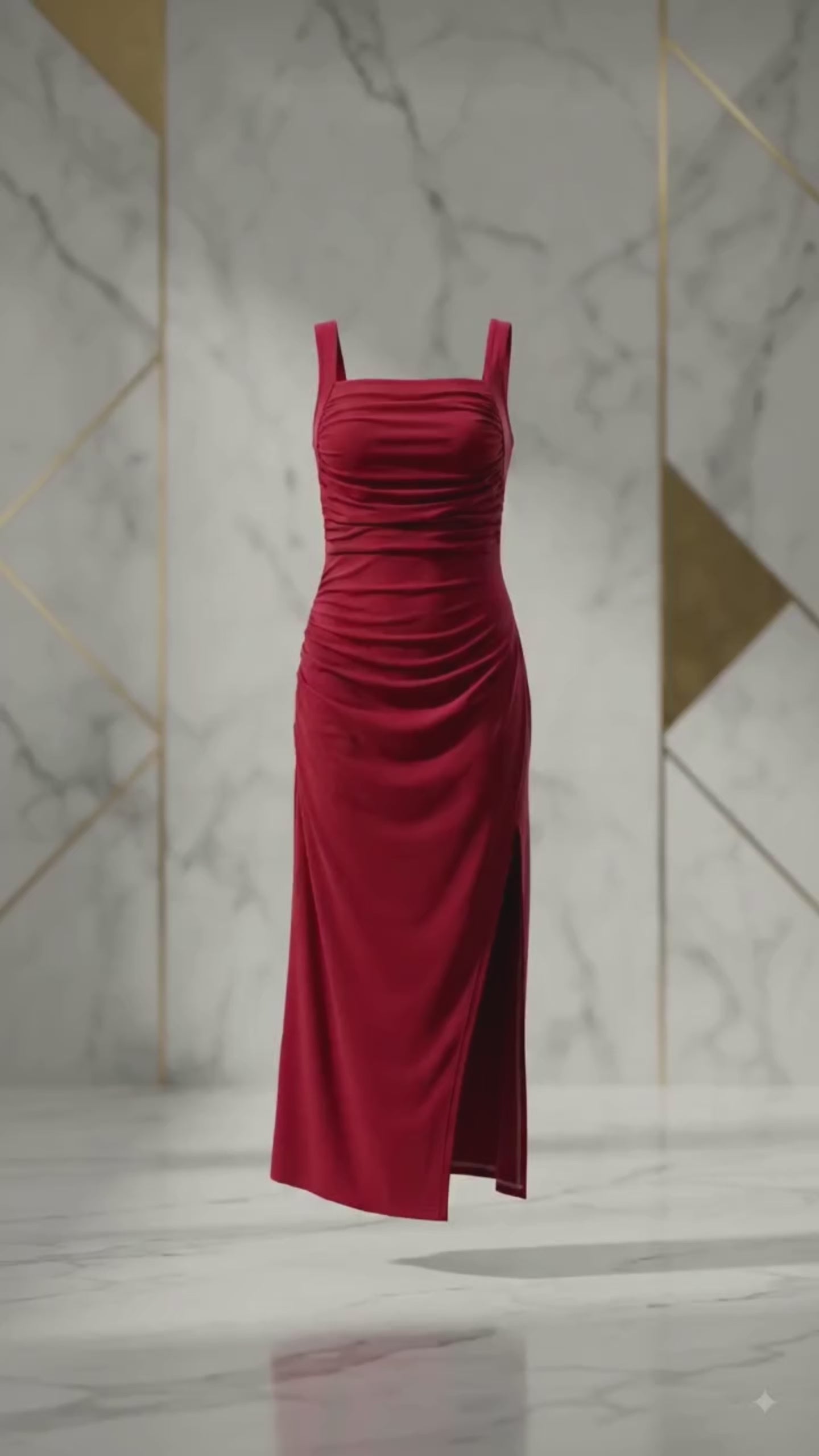 RUBY RED RUCHED BODYCON MAXI DRESS SIDE SLIT